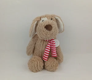 The Manhattan Toy Rex Holiday Dog Puppy Striped Scarf 13” Tan Ribbed Plush Tags - Picture 1 of 13