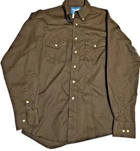 Wrangler Men's M Brown Button-Down Shirt w/Button-Down Collar - Imagen 1 de 5