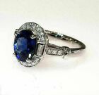 2Ct Simulated Blue Sapphire &Diamond Women Engagement Ring 14K White Gold Plated
