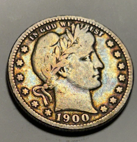 1900 Barber Quarter — Circulated Toned Cover