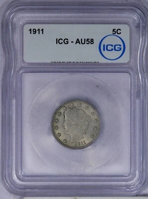 1911 Liberty V Nickel 5C ICG AU58 - Image 1 of 2