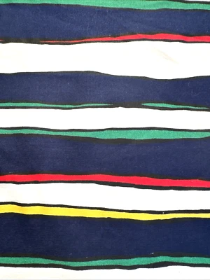 Vintage Cranston Schwartz Liebman Navy Blue White Stripe Fabric BTY #8 - Image 1 of 4