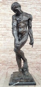 Hot Cast Bronze Sculpture Adam by Auguste Rodin Special Patina Decor 36" x 12" - Picture 1 of 10