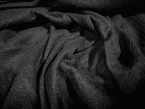 Soft Knitwear Jersey Fabric With Needle-out Stripe, Per Metre - Black - Picture 1 of 3