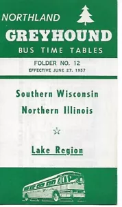 Bus Timetable - Northland Greyhound - 12 - Lake Region - 27 June 1957 S - Foto 1 di 1