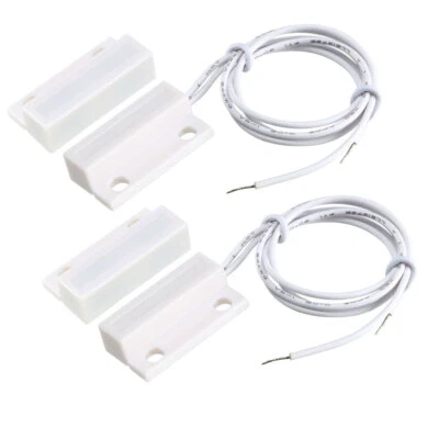 UXCELL 2pcs MC-38 Surface Mount Wired NC Door Sensor Alarm Magnetic Reed Switch White