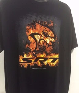 Black T-Shirt w/ Dodge SRT Hellcat Flame Challenger / Charger Logo (Licensed) - Picture 1 of 2