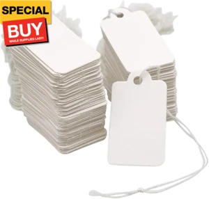 500PCS Small Price Tags with String Attached, 1.8 X 1 in Clothing Size Label Cou - Picture 1 of 7