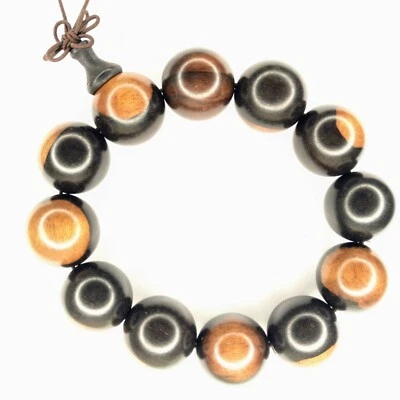 Pulsera Mala elástica de madera de ébano cuentas de oración estiramiento yoga chakra meditación 073 Foto 1 de 4