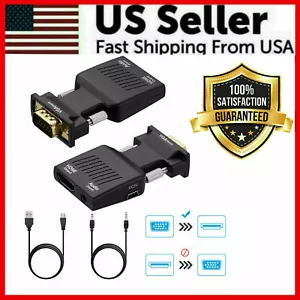 VGA To HDMI Adapter Full HD 1080P Audio Video Converter Laptop PC To TV HDTV AV - Picture 1 of 10