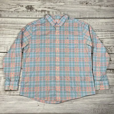 Camisa Southern Tide Ajuste Salmón Turquesa Cuadros Manga Larga Con Botones XXL Foto 1 de 4