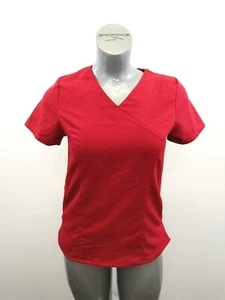 Crush Women's Semi-Fitted Top Size Small Red Short Sleeve V Neck Polyester Blend - Picture 1 of 4