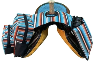 New! Showman SERAPE PRINT NYLON HORN BAG w/ Water bottles Zipper pockets Horse - Picture 1 of 4