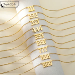 Collares de oro 777 número de ángel para mujer, acero inoxidable, regalo de boda para ella - Imagen 1 de 21