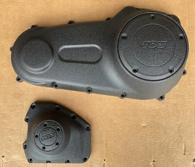 Harley Dyna/Softail PRIMARY And CAM Set WRINKLE BLACK powder coated 2006-2017 - Image 1 of 4