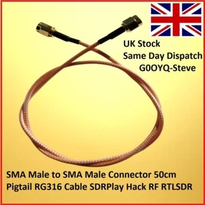 Conector SMA macho a SMA macho 50 cm coleta RG316 cable SDRPlay Hack RF RTLSDR - Imagen 1 de 3