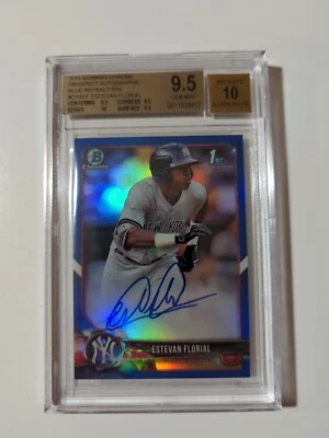 2018 Bowman Chrome ESTEVAN FLORIAL AUTO Blue  Refractor 048/125 BGS 9.5/10 - Image 1 of 2