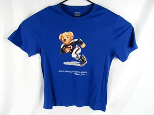 Polo Ralph Lauren Football Bear T-Shirt Youth XL Short Sleeve Blue - Picture 1 of 4