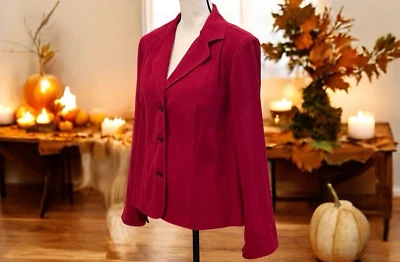 Chaqueta Blazer Briggs New York Mujer 3 Botones Talla L Roja Manga Larga Foto 1 de 4