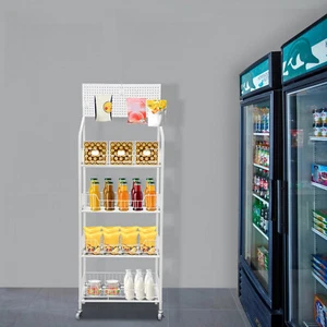 Rack con Ruote Rotanti, Scaffale Portaoggetti Free Standing, Scaffali Rotanti a 4 Livelli con Gancio - Foto 1 di 20