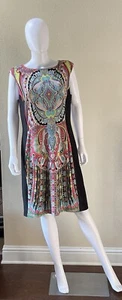 Sandra Darren Sheath Dress Ponte Stretch Lined Colorful Paisley & Black Sz 14 - Picture 1 of 6