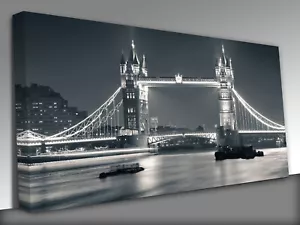 Tower Bridge bei Nacht London UK Panorama Leinwand Wandbild Bild Druck - Bild 1 von 4