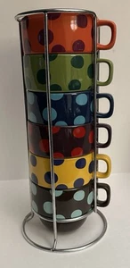 Set 6 tazze impilabili mercato mondiale pois supporto cromato multicolore - Foto 1 di 9