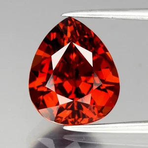 💎 5.58ct VVS Pear Natural Fiery Red Orange Spessartite Garnet - Tanzania Gem - Picture 1 of 4