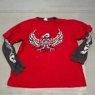 Camiseta Térmica De Colección Y2K Tony Hawk Rojo Esqueleto Águila Patín Y2K Emo Mujeres Capa- Foto 1 de 4