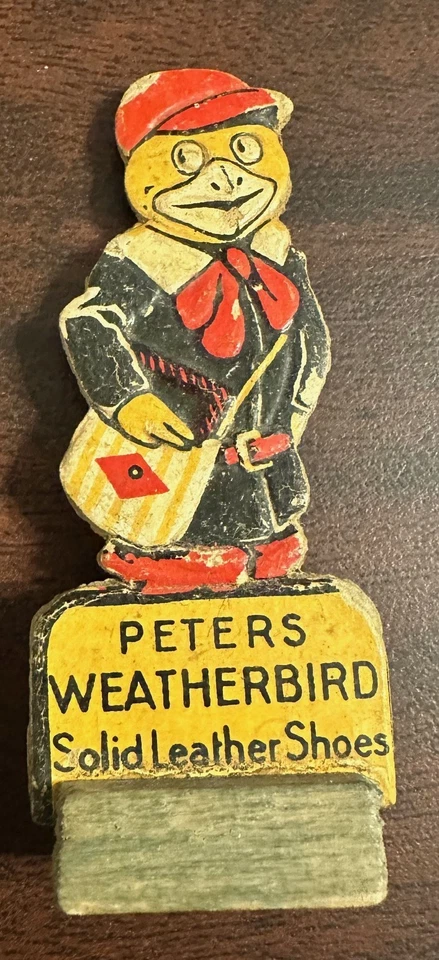 Peters Weather-bird Zapatos Cartón Publicidad Exhibición 3" Alto RARO Foto 1 de 2
