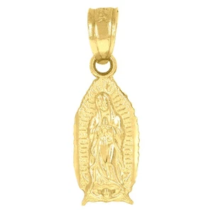 Colgante con dije religioso María Guadalupe unisex talla diamante oro amarillo 10k - Imagen 1 de 5