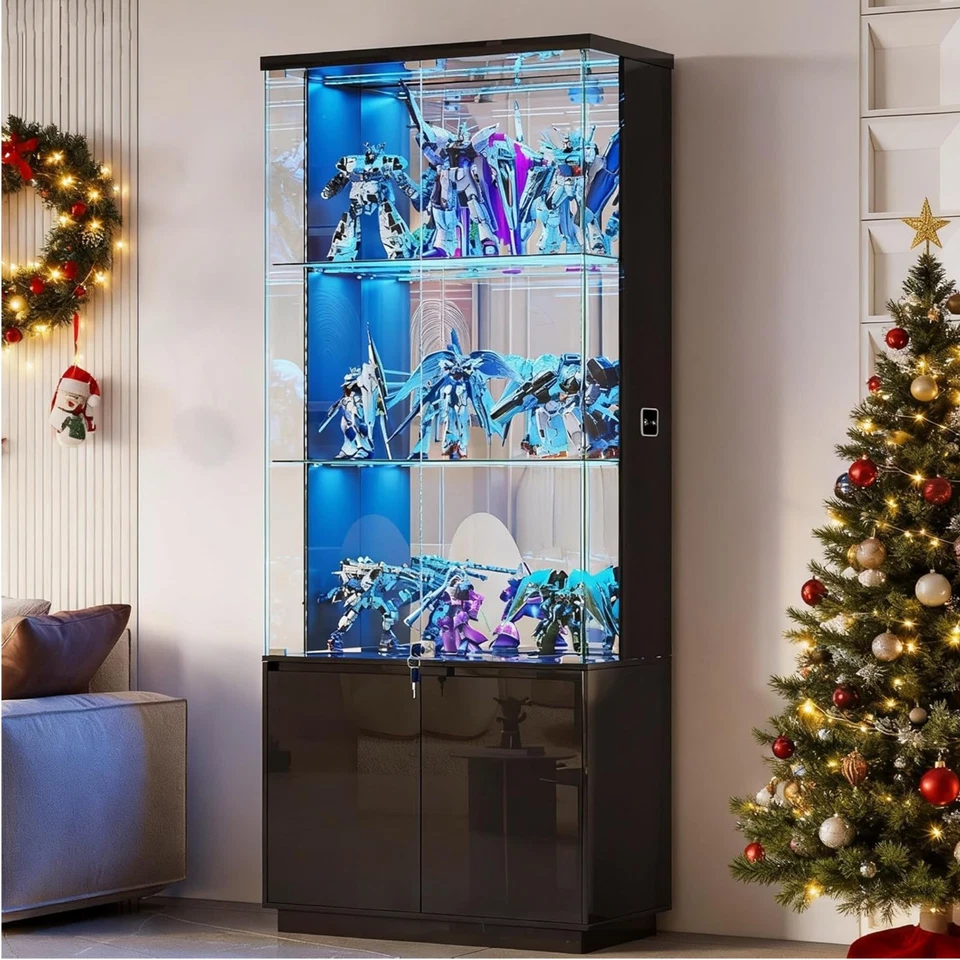 "Vitrina de vidrio 71"" con luces, gabinete de curiosidades con cerradura y estantes" Foto 1 de 1