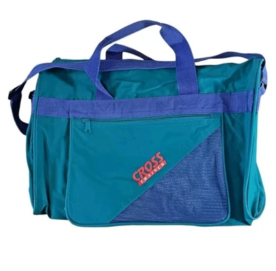 Bolso de Lona De Colección Años 80 90 Entrenador Cruzado Gimnasio Azul Teal Aqua Fin de Semana Equipaje Deporte Foto 1 de 4
