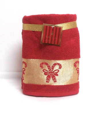 Granville Lane Navidad 2 toallas de mano rojas y doradas bastones de caramelo Foto 1 de 3