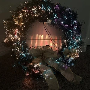 Vintage Glasfaser magischer Weihnachtskranz ständiger Farbwechsel 24" getestet - Bild 1 von 21