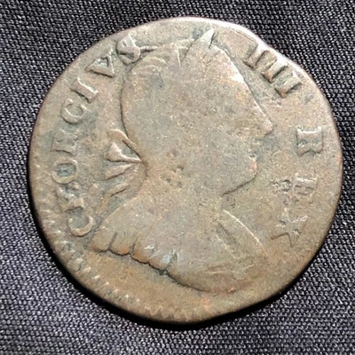 VERY RARE Vermont Early Copper 1776 Half Penny Sm Date "CEORCIVS" Machin's Mills - Image 1 of 4