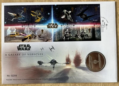 2019 GB Stamps, Commemorative Medal First Day Cover FDC - Star Wars, Vehicles - Image 1 of 2