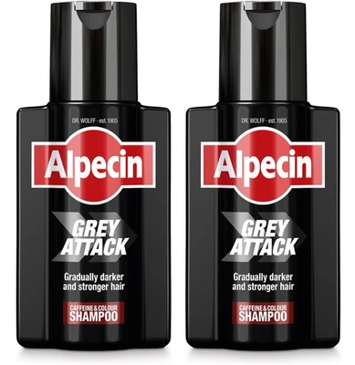 2 x Alpecin Grey Attack Caffeine & Colour Shampoo 200Ml - NEW
