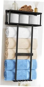 Bathroom Towel Storage Rack, Metal Towel Racks Wall Mounted Can Holds 5 Large - Picture 1 of 8