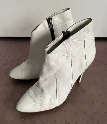Vintage WILD PAIR 3.5"White Leather Zip-up Boot Pumps/Heels Women's Size 8M - Image 1 of 4