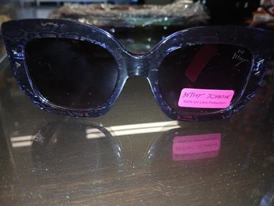 Betsey Johnson Serpent Snakeskin/Snake Skin Purple/Black Big Sunglasses NWT - Image 1 of 4