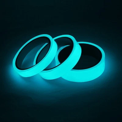 2x Glow-In-Dark Luminous Tape Blue Adhesive Strip Floor Fluorescent 10ft Roll - Image 1 of 4