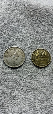 Lot Of 2 Foreign Coins (1960 Hong Kong Dollar, 1951 50 Francs) - Image 1 of 3