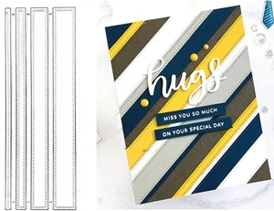 4Pcs/Set Rectangle Frame Metal Die Cuts, Dotted Rectangle Stitched Strips Frame - Picture 1 of 12