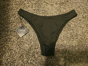 Zaful Forever Young Black Bikini Bottoms Size 8 New With Tags - Picture 1 of 5