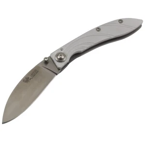 Linton Cutlery Linerlock Folding Knife ATS-34 Steel Silver Sculpted Aluminum - Picture 1 of 6