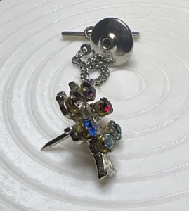 Vintage Sterlingsilber - ANSON Multicolor Saphir Baum Anstecknadel Krawattennadel - 2,0 g - Bild 1 von 5