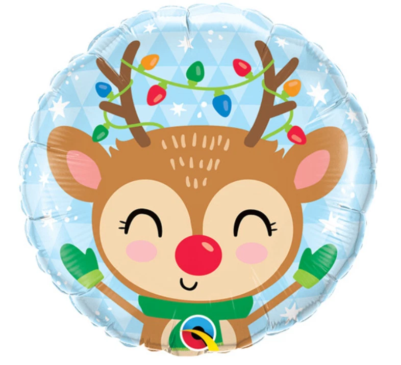 Reindeer & Coloured Lights Qualatex 18" Foil Balloon 15019 - Image 1 of 1