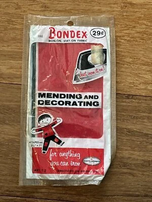 Vintage Bondex Iron On Stay On Fabric Multi Color Mending & Decorating 3.25"x7" - Image 1 of 4