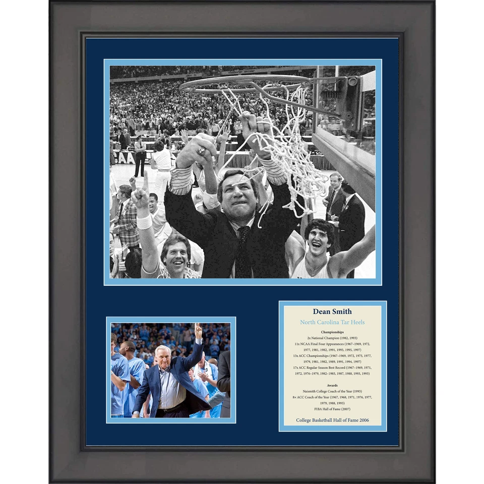 Framed Dean Smith Hall of Fame North Carolina Tar Heels NCAA 12"x15" Photo - Image 1 of 1